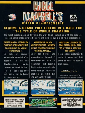 Nigel Mansell's World Championship (UK) (128K) (2 faces) (1993) box cover back